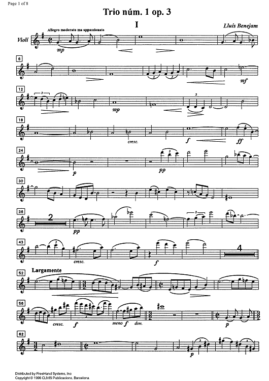 Trio No. 1 Op. 3 - Violin