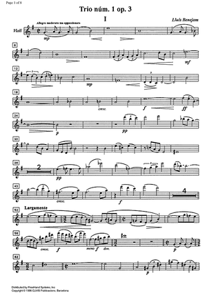 Trio No. 1 Op. 3 - Violin