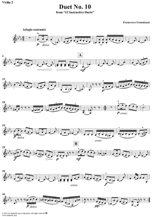 Duet No. 10, from "12 Instructive Duets" - Violin 2