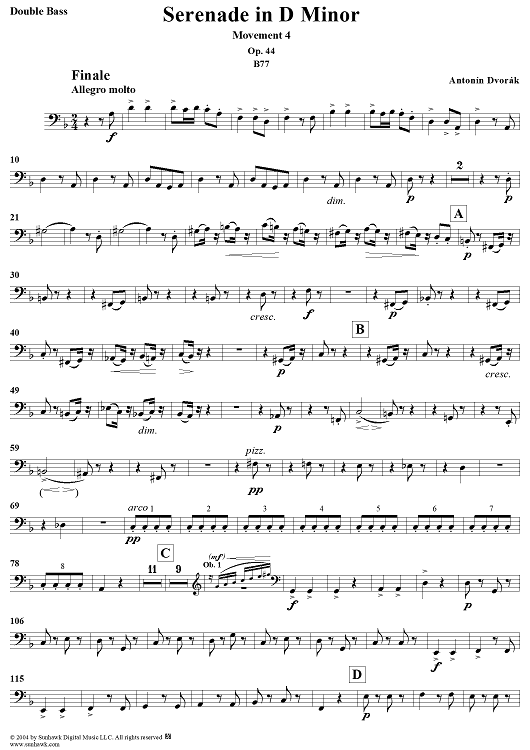 Serenade in D Minor, Op. 44, Movement 4 - Double Bass
