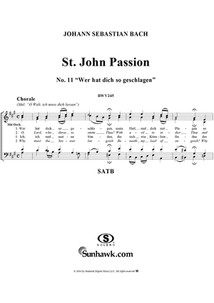 St. John Passion: Part I, No. 11, "Wer hat dich so geschlagen"