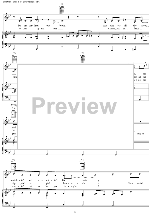 Suds In The Bucket" Sheet Music by Sara Evans for Piano/Vocal/Chords