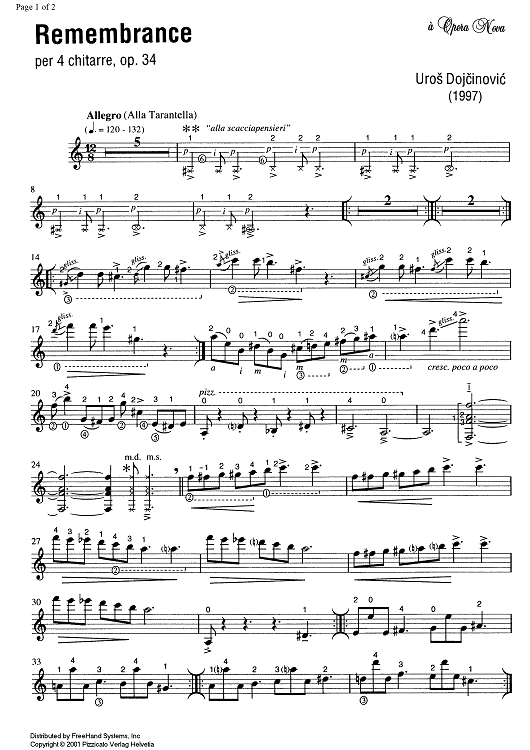 Remembrance Op.34 - Guitar 1