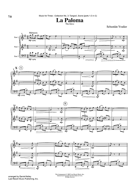 La Paloma (The Dove) - Score
