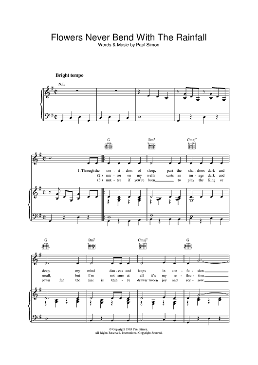 Flowers Never Bend With The Rainfall" Sheet Music by Simon & Garfunkel
