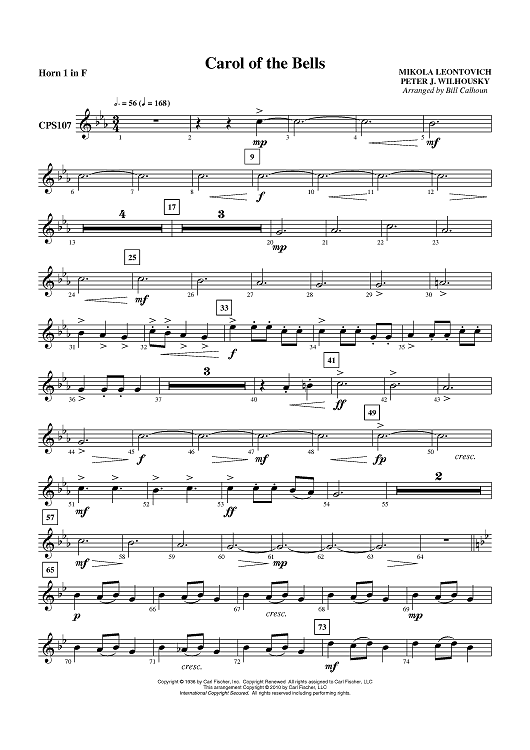 Carol of the Bells - Horn 1 in F