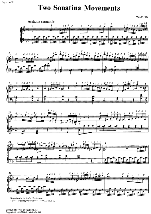 2 Movements of a Sonata F Major WoO 50 - Piano