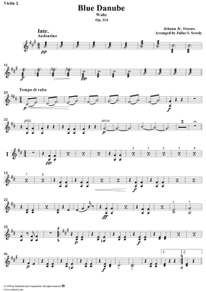 Donau-Walzer (On the Beautiful Blue Danube Waltz), Op. 314  - Waltz - Op. 314 - Violin 2
