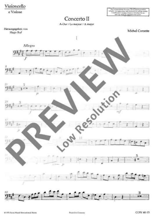Concerto II A Major - Violoncello/double Bass