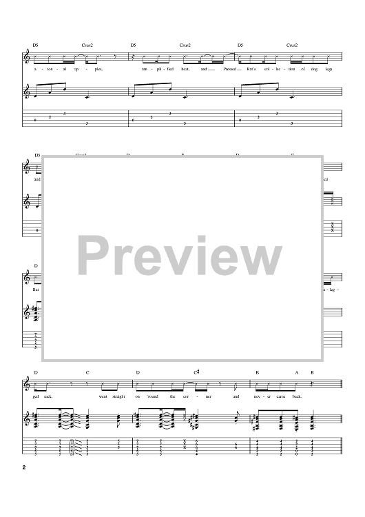 Pressed Rat And Warthog" Sheet Music by Cream for Guitar Tab Sheet