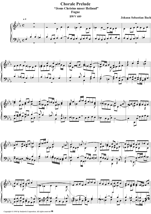 Chorale Prelude, BWV 689: Jesus Christus unser Heiland