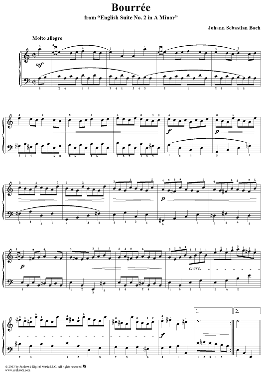 Bourree from the Second English Suite in A Minor