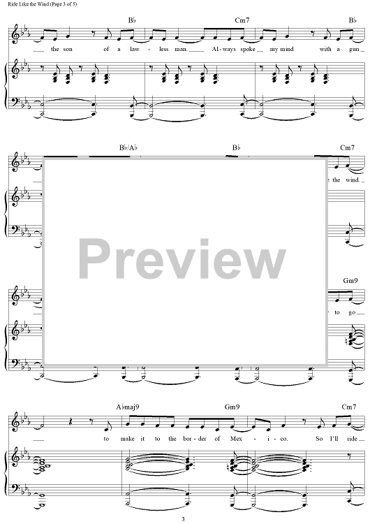 Ride like the Wind" Sheet Music by Christopher Cross for Piano/Vocal