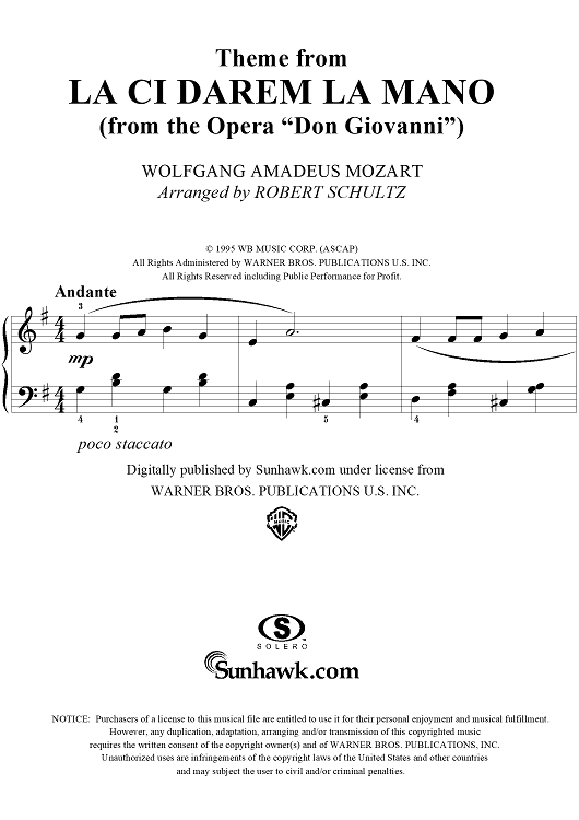 Là Ci Darem La Mano (Theme from the opera "Don Giovanni")