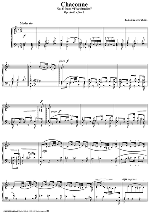 Five Studies for Piano, No. 5: Chaconne from J.S. Bach