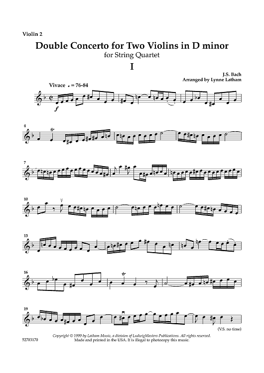 Double Concerto for Two Violins - Violin 2