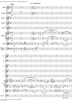 Mass No. 18 in C Minor, No. 7: Quoniam - Full Score
