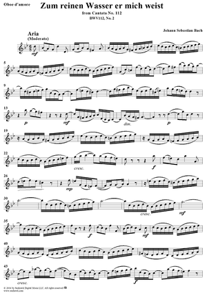 "Zum reinen Wasser er mich weist", Aria, No. 2 from Cantata No. 112: "Der Herr ist mein getreuer Hirt" - Oboe d'amore