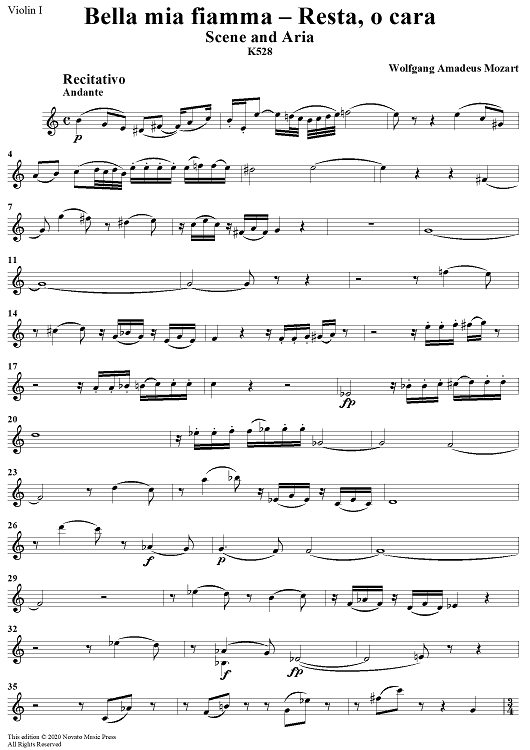 "Bella mia fiamma", scena and "Resta, o cara", aria, K528 - Violin 1