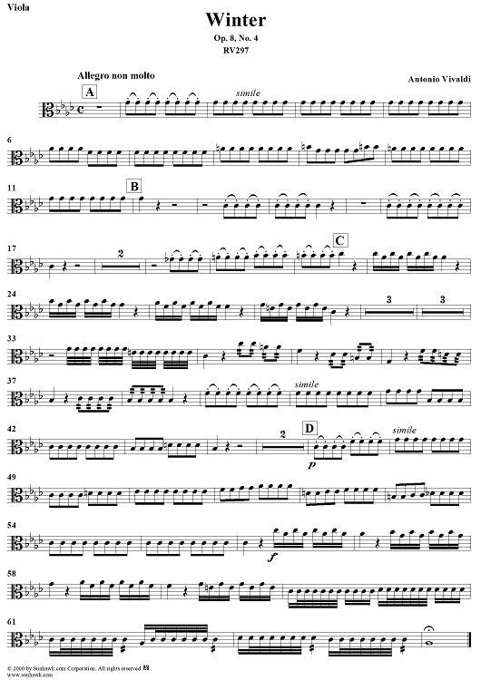 The Four Seasons, No. 4: Winter - Viola