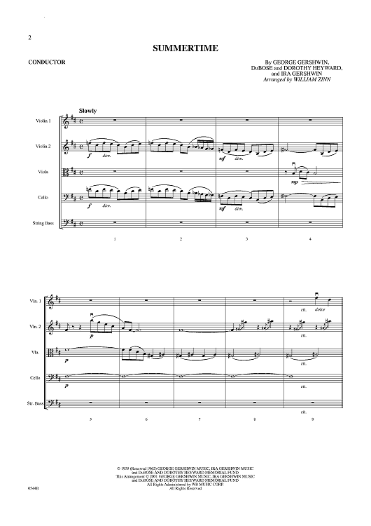 Summertime - Conductor's Score