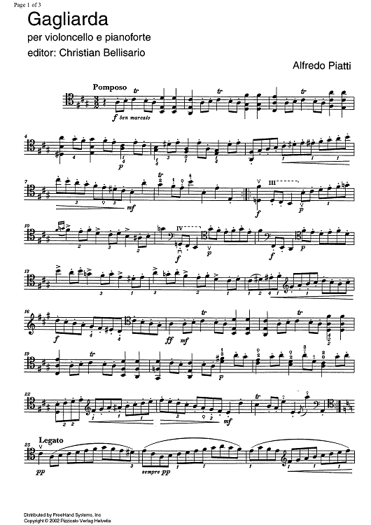 Gagliarda - Cello