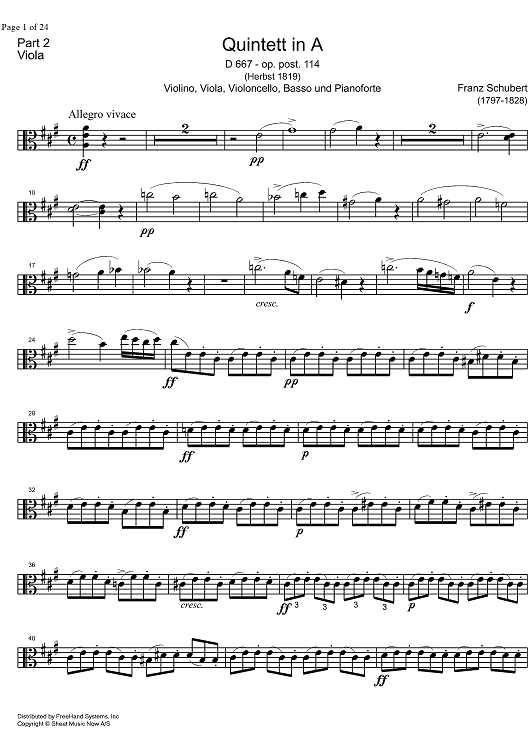 Piano Quintet A Major D667 - Viola