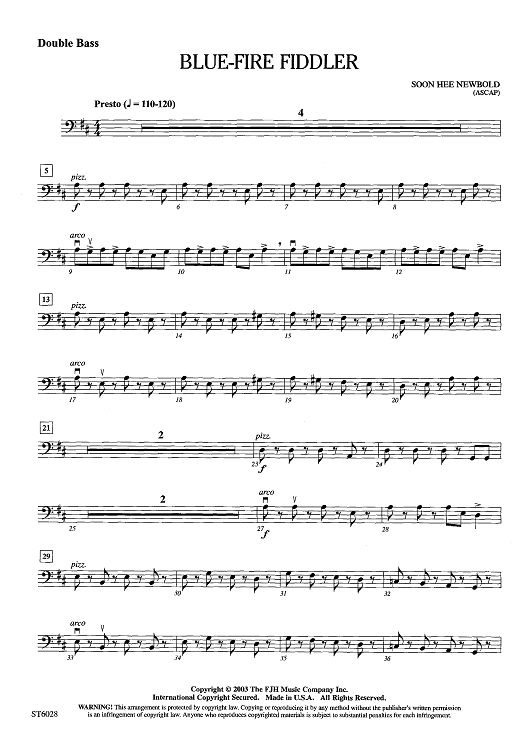 BlueFire Fiddler Double Bass" Sheet Music for String Orchestra Sheet Music Now