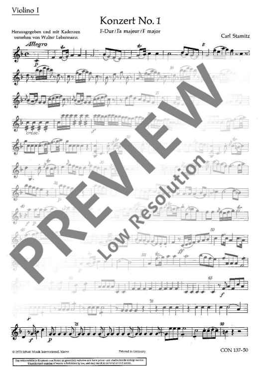 Concerto No. 1 F major - Violin 1