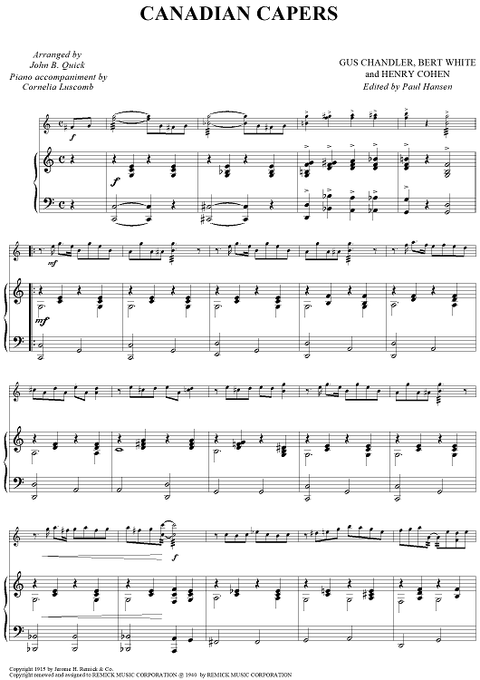 Canadian Capers - Piano Score
