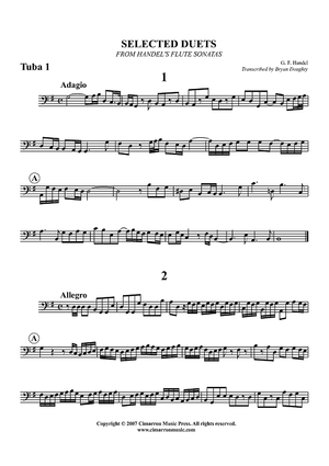 Selected Duets from Handel's Flute Sonatas - Tuba 1