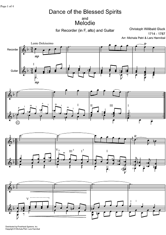 Dance of the Blessed Spirits - Score
