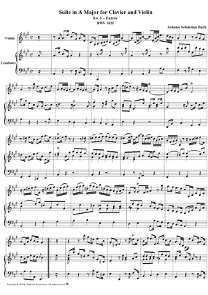 Suite in A major for Violin and Keyboard, no. 3: Entrée