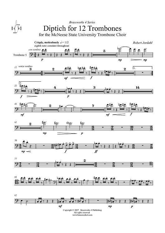 Diptich for Twelve Trombones - Trombone 5
