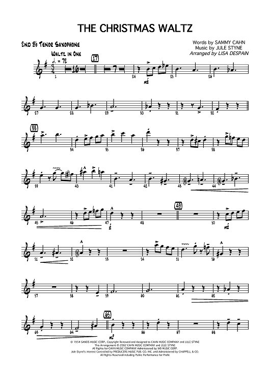 The Christmas Waltz - B-flat Tenor Saxophone 2