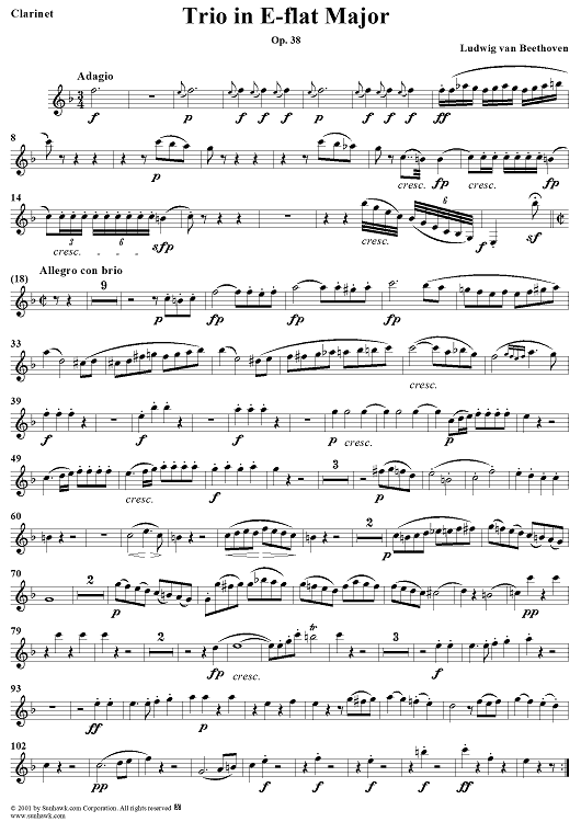 Piano Trio in E-flat Major - B-flat Clarinet - Clarinet in B-flat