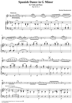 Spanish Dance in G Minor, Op. 12, No. 2 - Piano Score