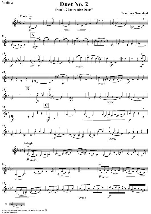 Duet No. 2, from "12 Instructive Duets" - Violin 2