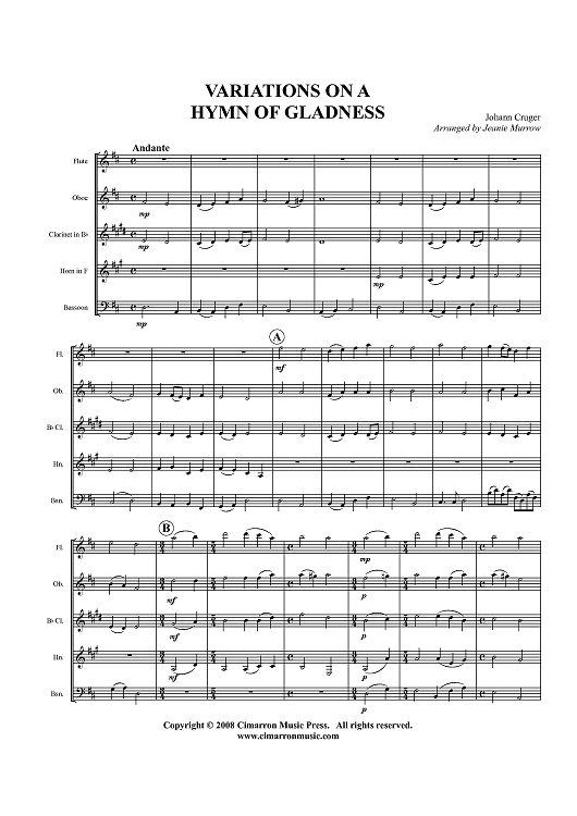 Variations on a Hymn of Gladness - Score