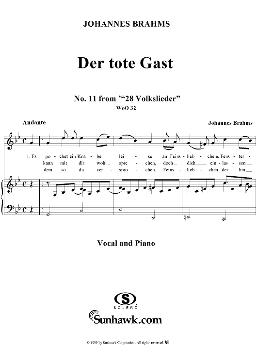 Der tote Gast - No. 11 from "28 Volkslieder"  WoO 32