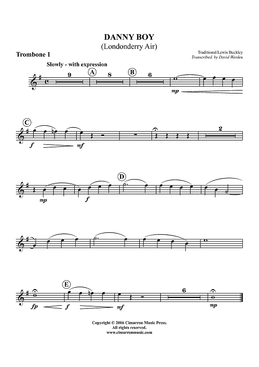 Danny Boy (Londonderry Air) - Trombone 1 BC/TC