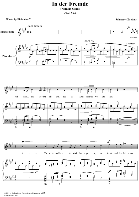 In der Fremde - From "Six Songs" op. 3, no. 5  - From "Six Songs" op. 3, no. 5