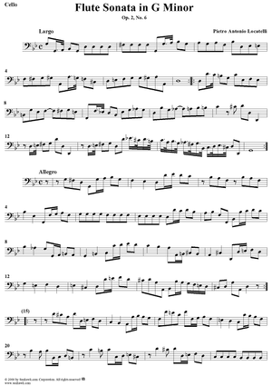 Flute Sonata in G Minor, Op. 2, No. 6 - Cello