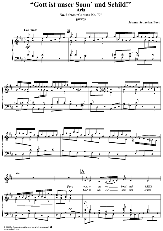 "Gott ist unser Sonn' und Schild!" (aria), No. 2 from Cantata No. 79 (BWV79)