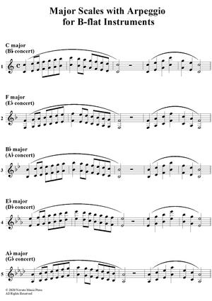 Major Scales with Arpeggio - B-flat Instruments