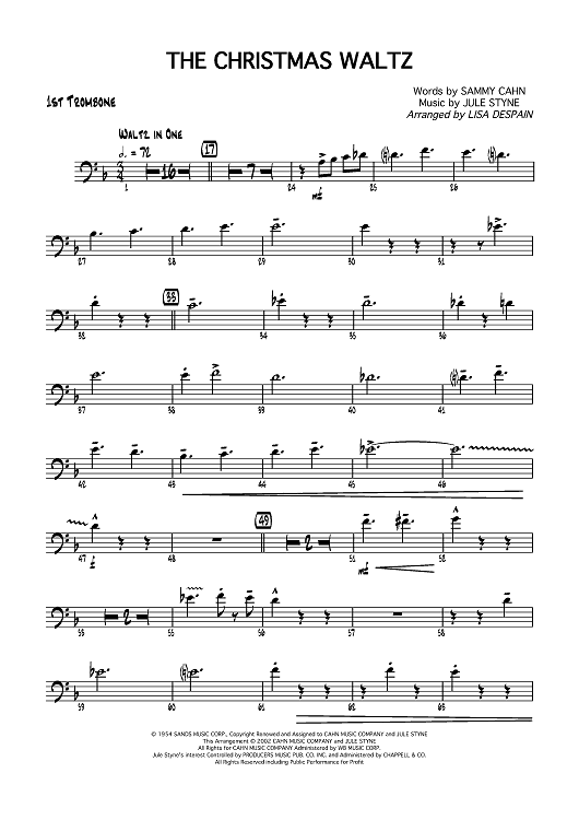 The Christmas Waltz - Trombone 1
