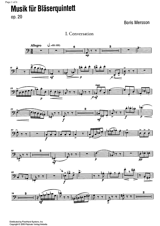 Music for wind quintet Op.20 - Bassoon