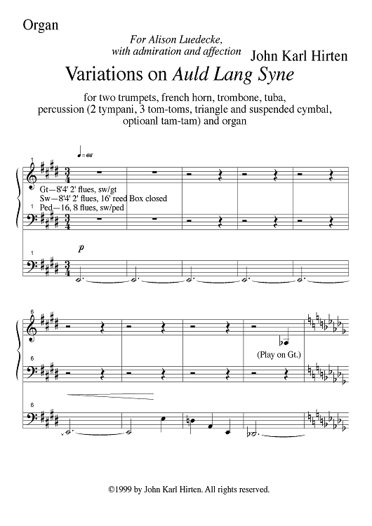 Variations on Auld Lang Syne - Organ