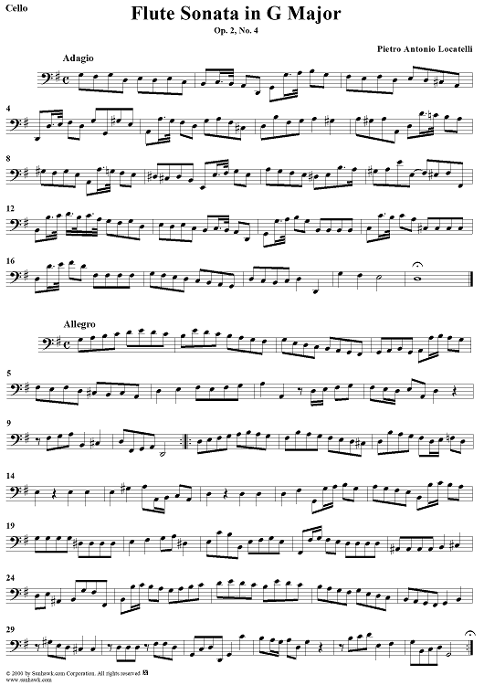Flute Sonata in G Major, Op. 2, No. 4 - Cello