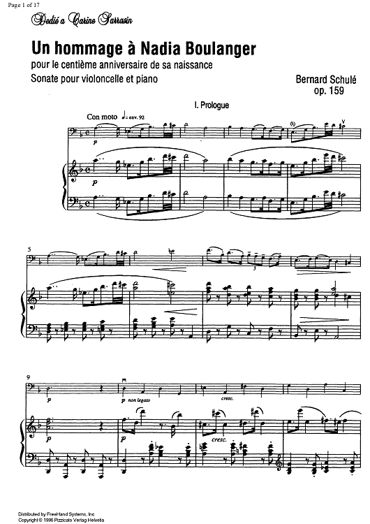 Un hommage à Nadia Boulanger Op.159 - Score